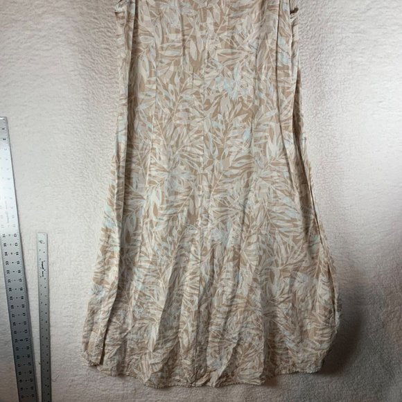 Catherines Women's Leaf Print Linen Blend Sleeveless Tan Midi Dress Size 0X 8842 - Picture 8 of 11